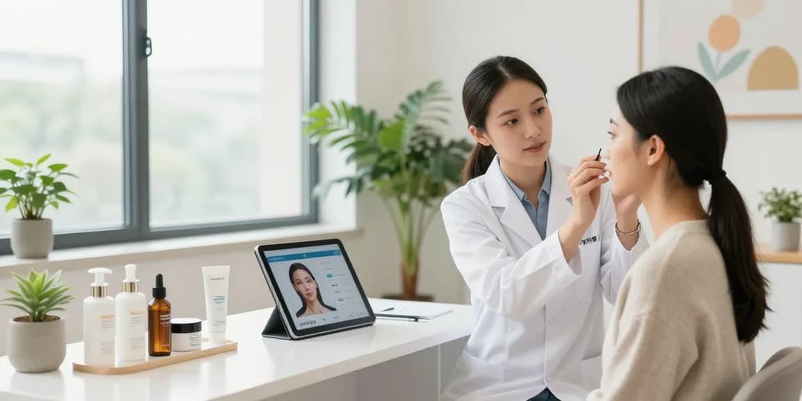 ClinicEvo better than QOVES facial analysis in a professional skincare consultation room