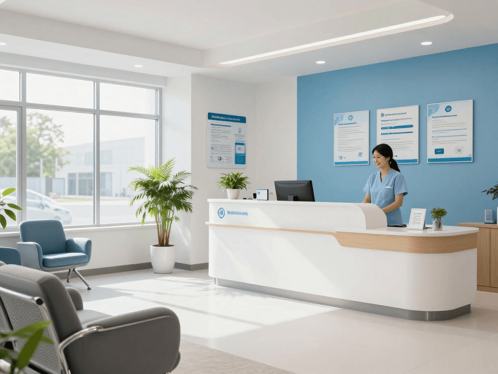 Psychiatric assessment in a welcoming healthcare environment at a modern clinic.