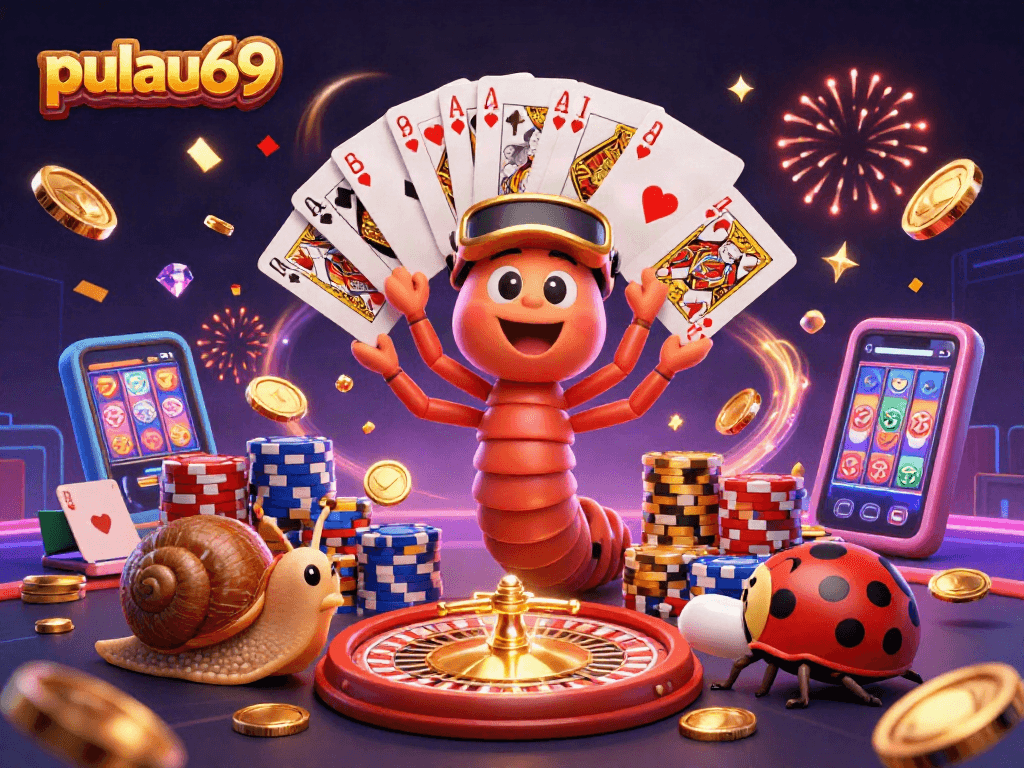 Experience vibrant gameplay at pulau69 with cartoon characters in a thrilling casino scene.