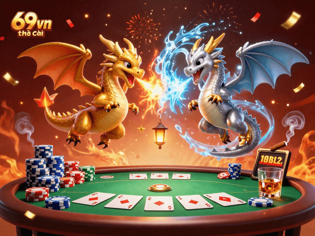 Play exciting games at 69vn nhà cái with mythical dragons and a vibrant casino atmosphere.