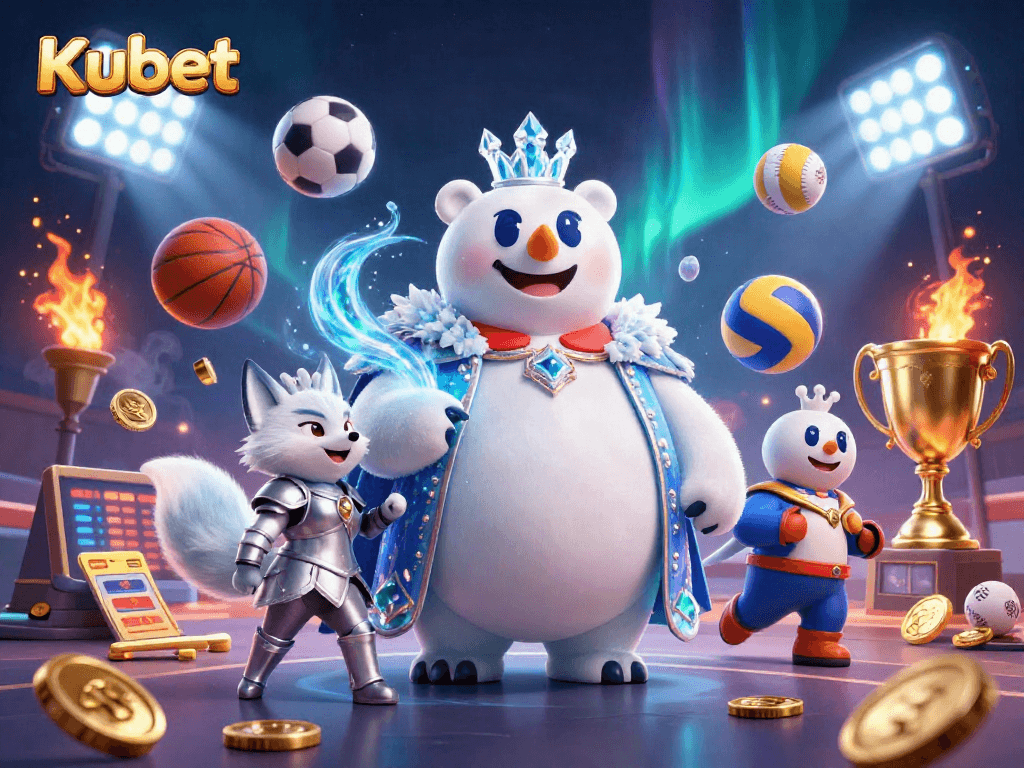 Kubet symbolizes thrilling sports betting with ice king and fox in dynamic casino environment.