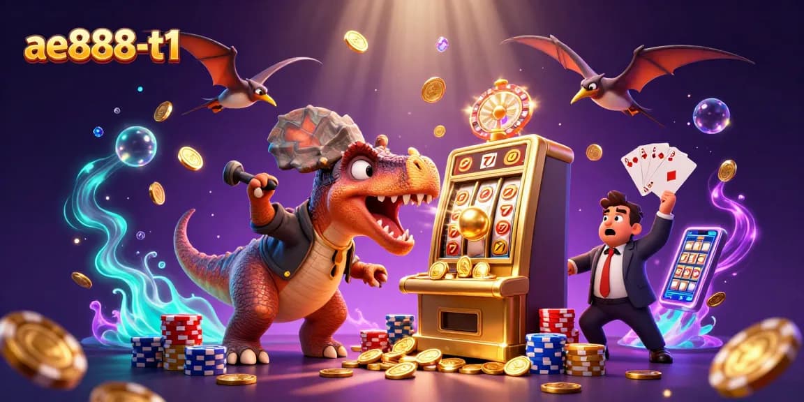 Get ready at ae888-t1 as a pachycephalosaurus wins jackpots from a golden slot machine!