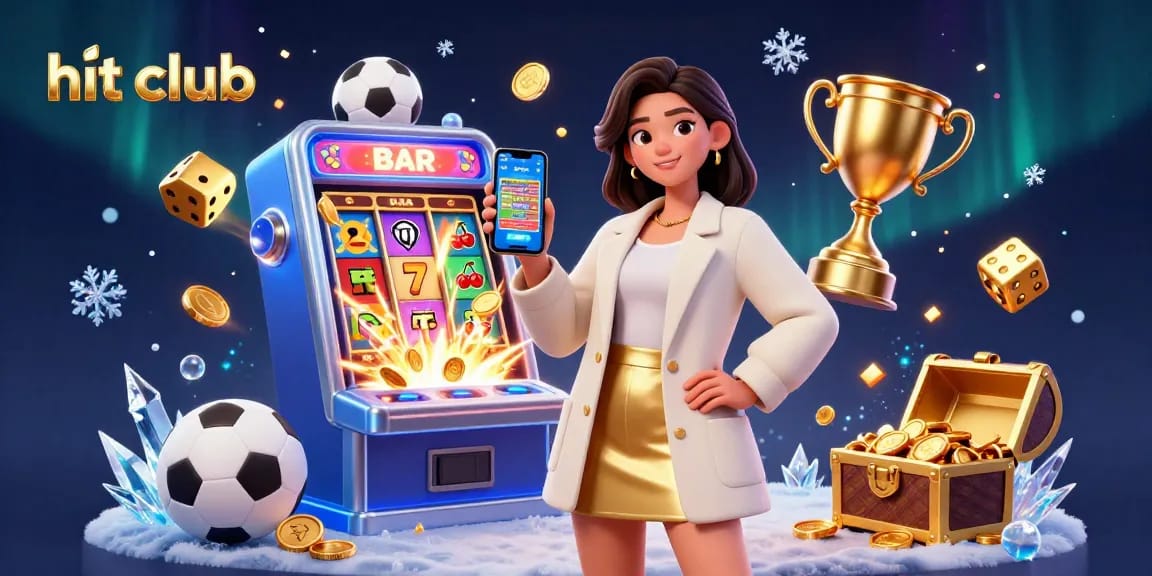 Experience the excitement at hit club with an Asian woman enjoying sports betting amid a vibrant casino atmosphere.