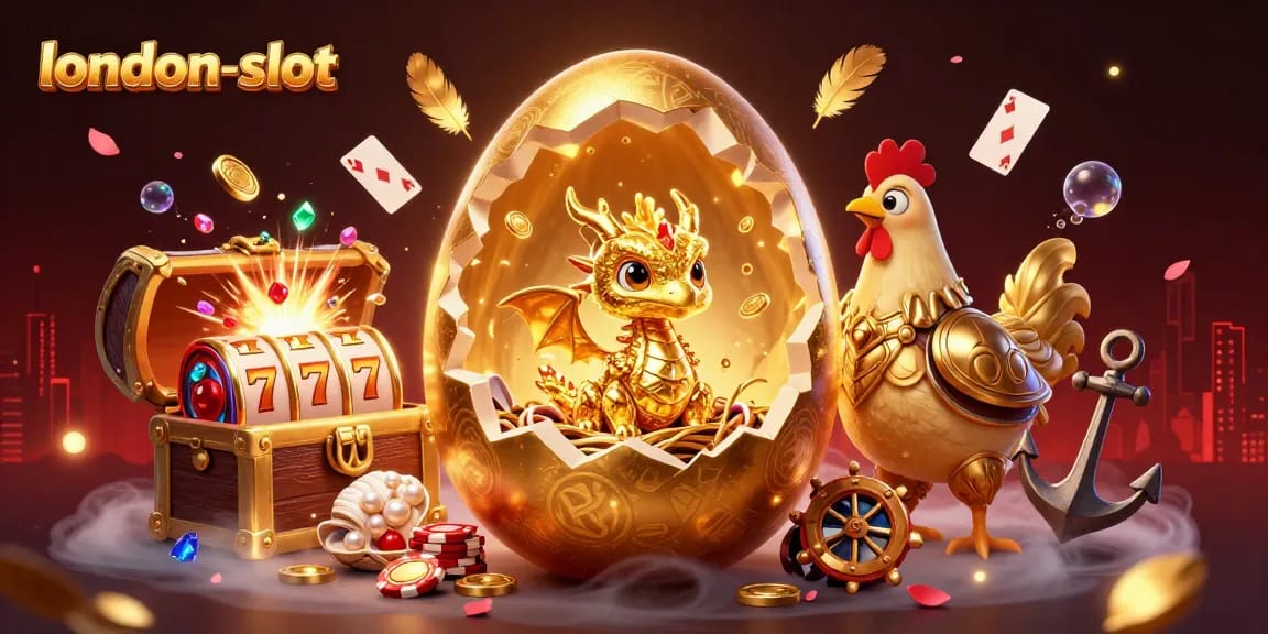 Experience the vibrant world of london-slot with 3D golden dragon, poker chips, and cherry red slot reels!