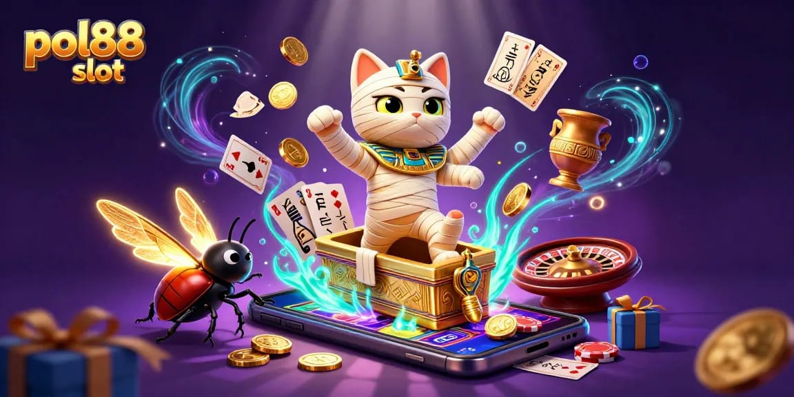 Slot pol88 slot menarik dengan kucing mumi dan bug scarab, dengarkan permainan yang menguntungkan.