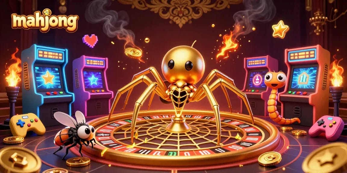 Engage in mahjong gaming with vibrant characters and a colorful casino atmosphere.