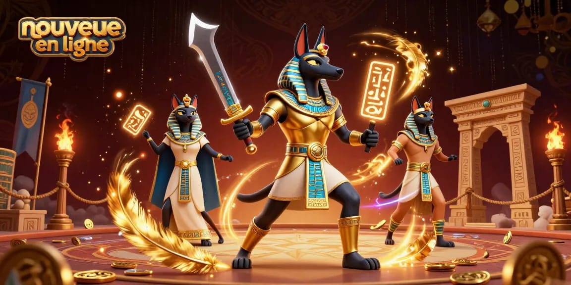 Jouez au nouveau casino en ligne avec des personnages égyptiens et des effets lumineux captivants.
