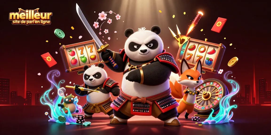 Venez découvrir le meilleur site de pari en ligne avec un panda samouraï et un renard ninja, jouez aux machines à sous et à la roulette !