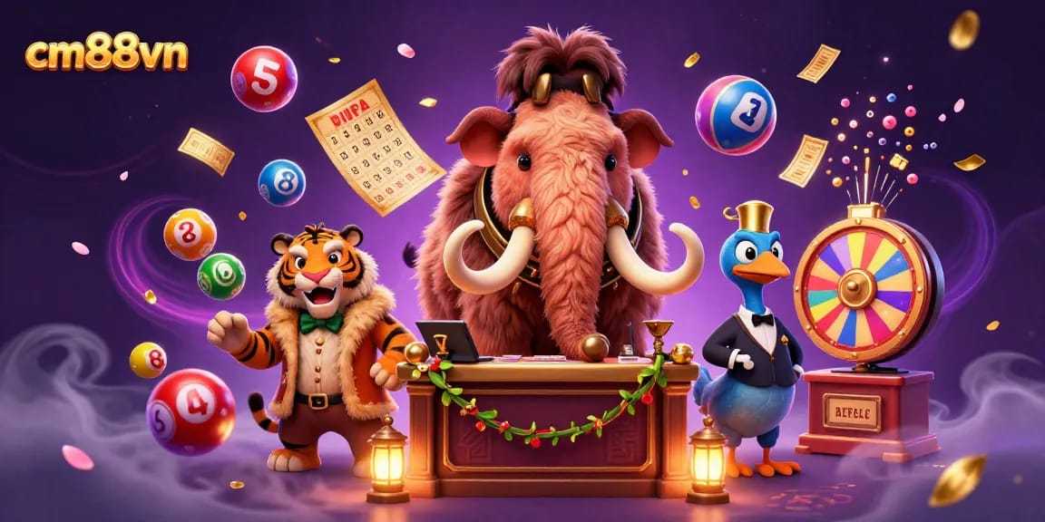 Experience the excitement at cm88vn with a woolly mammoth bouncer and dynamic lottery balls!