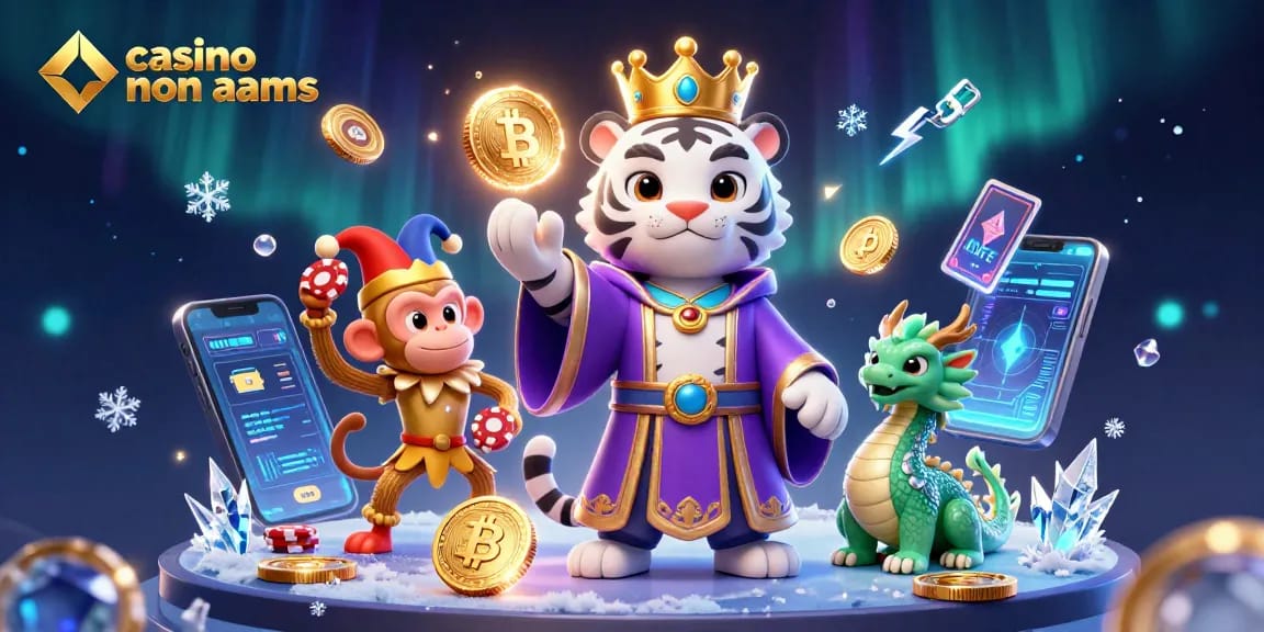 Interagisci con casinò non AAMS in una scena ultra-dettagliata con personaggi vivaci e elementi crypto.