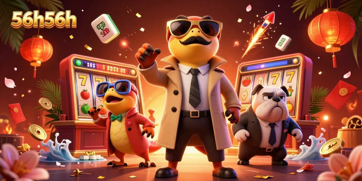 Engage your luck at 56h56h with raptors attempting casino entry amidst vibrant game elements.