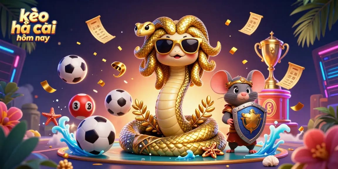 Experience dynamic sports betting excitement with kèo nhà cái hôm nay in a vibrant illustration.