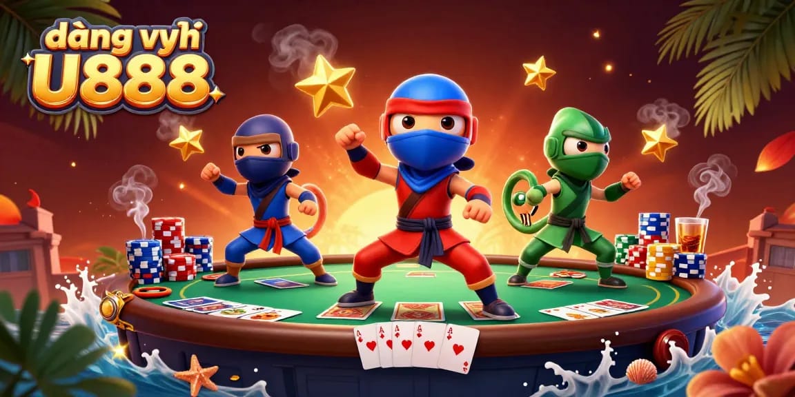 Engage in thrilling casino action when you đăng ký U888 at this vibrant poker scene featuring ninja chameleons.