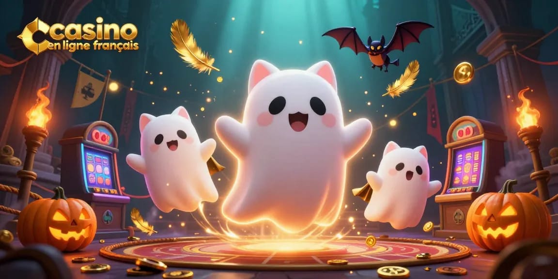 Découvrez l'univers fascinant du casino en ligne français avec un chat fantôme et des éléments interactifs captivants.