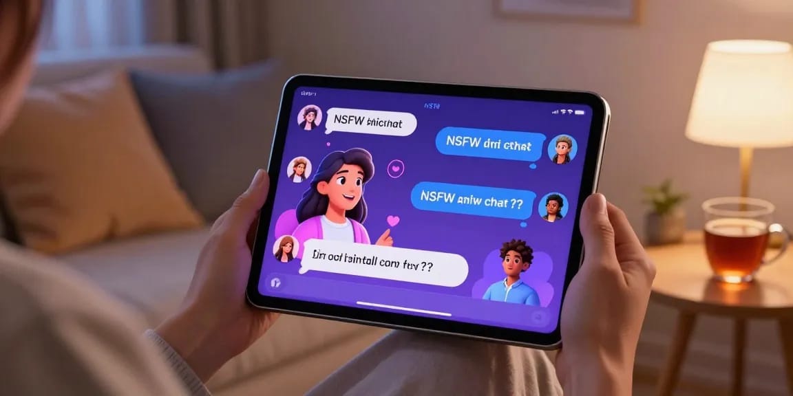 Engaging scene of NSFW AI chat interface on a tablet, highlighting dynamic interactions.