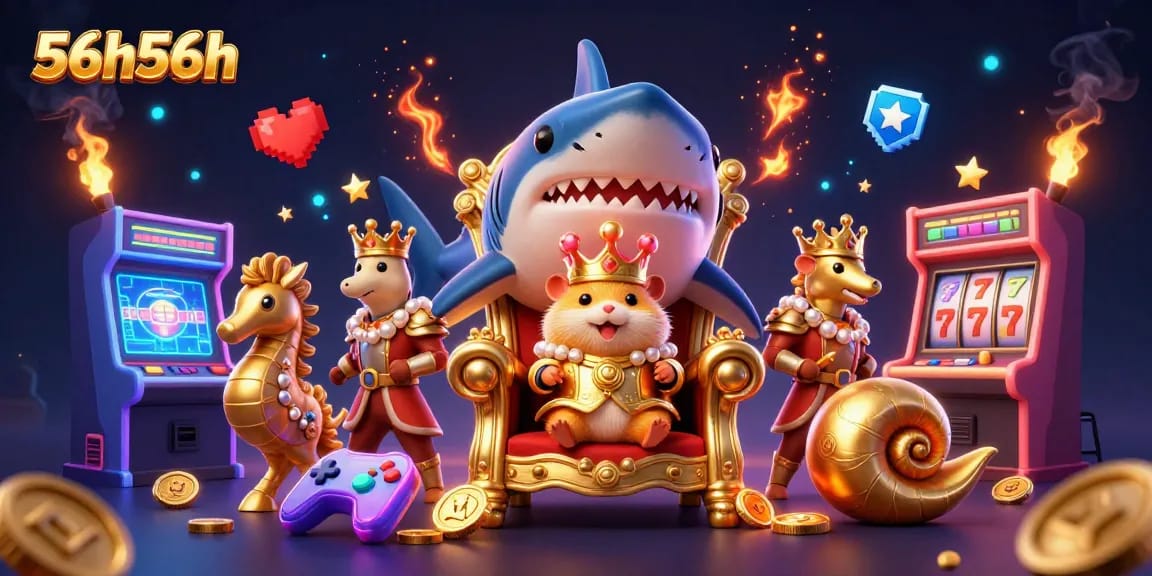 Captura emocionante do mundo do jogo com 56h56h e um rei hamster dourado em seu trono.