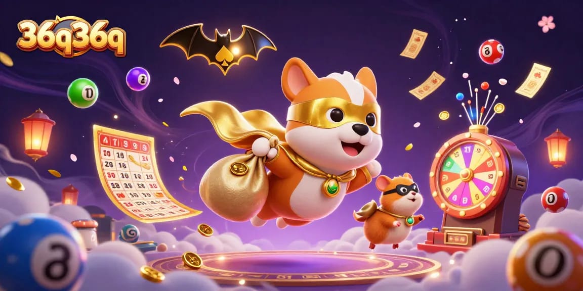 Atraia jackpots no 36q36q com um super-herói canino em uma cena de cassino vibrante.