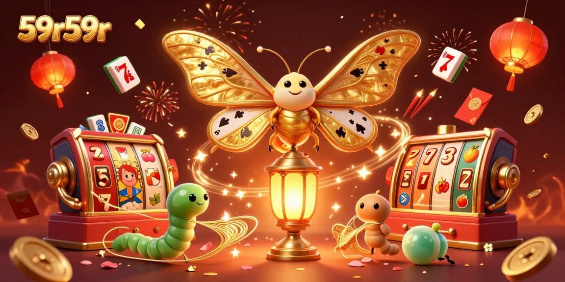 Engage in thrilling action at 59r59r with vibrant slot reels and a dynamic casino scene.