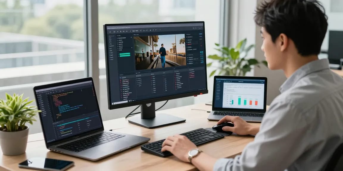 AI detector in a modern workspace enhancing content safety and moderation.