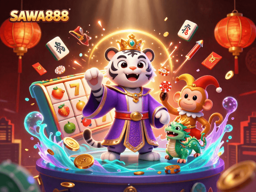 Experience the excitement of SAWA888 with thrilling slot reels and vibrant game elements.