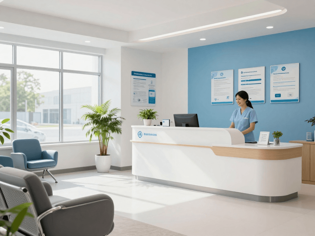 Psychiatric assessment in a welcoming healthcare environment at a modern clinic.