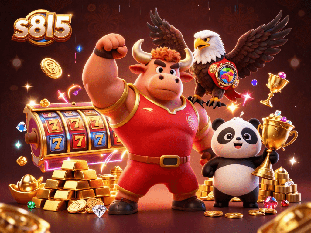 Experience the excitement of s8l5 with a vibrant casino scene featuring dynamic 3D characters and slot elements.
