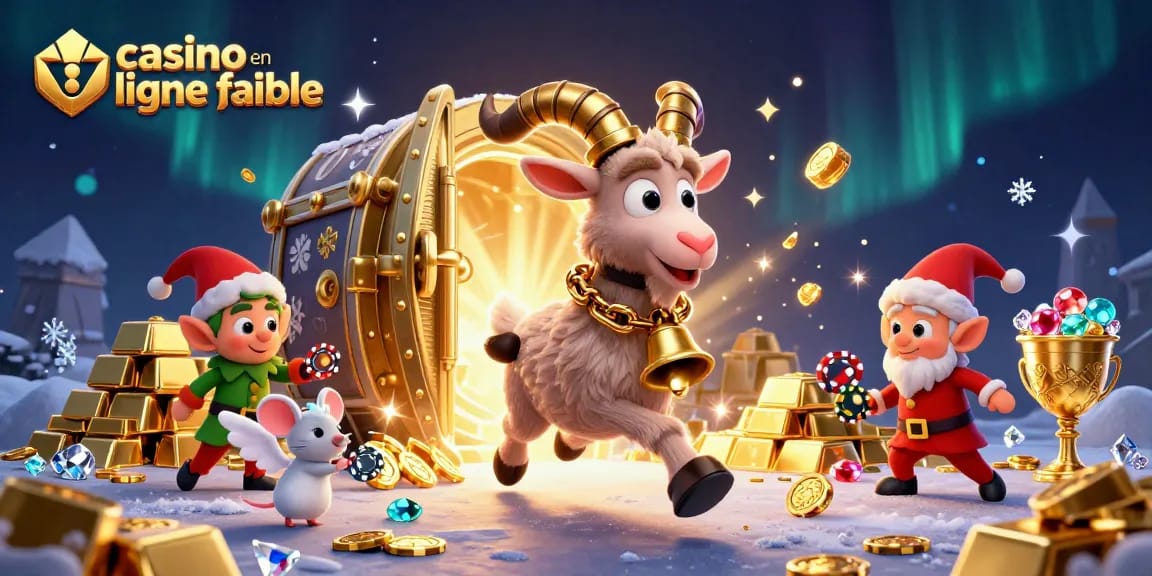 Jouer au casino en ligne fiable avec un Krampus 3D et ses compagnons dans un cadre festif.