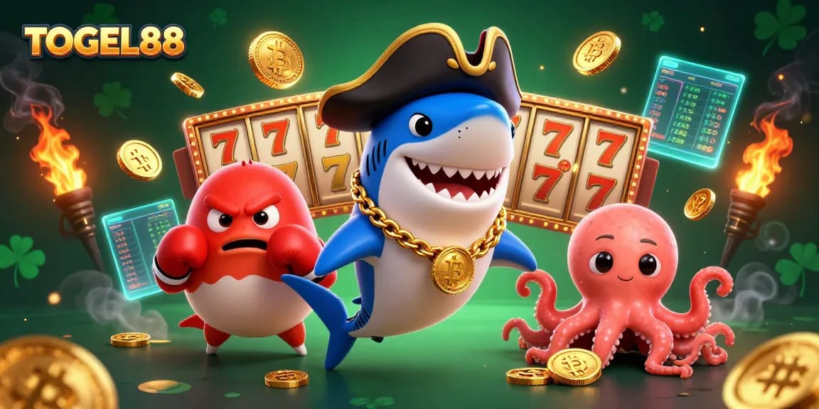 Spin slots and win big at TOGEL88 with exciting casino characters and vibrant game elements.