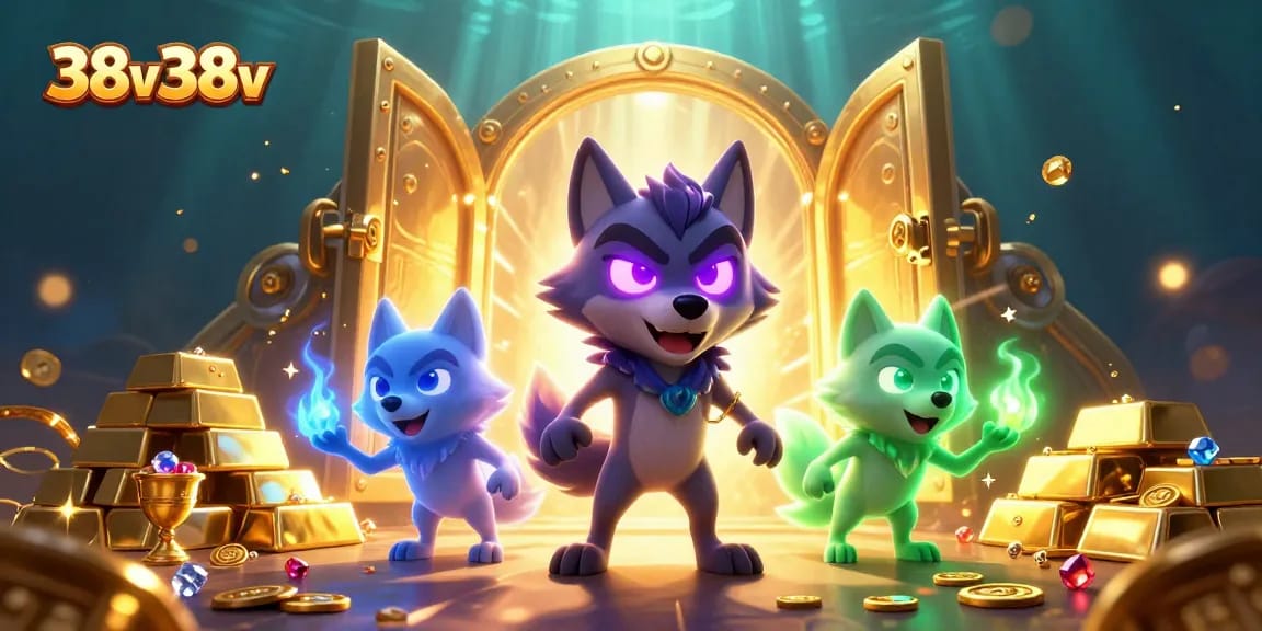 Experience the thrilling realm of 38v38v as spectral wolves guard riches in this vibrant casino scene.