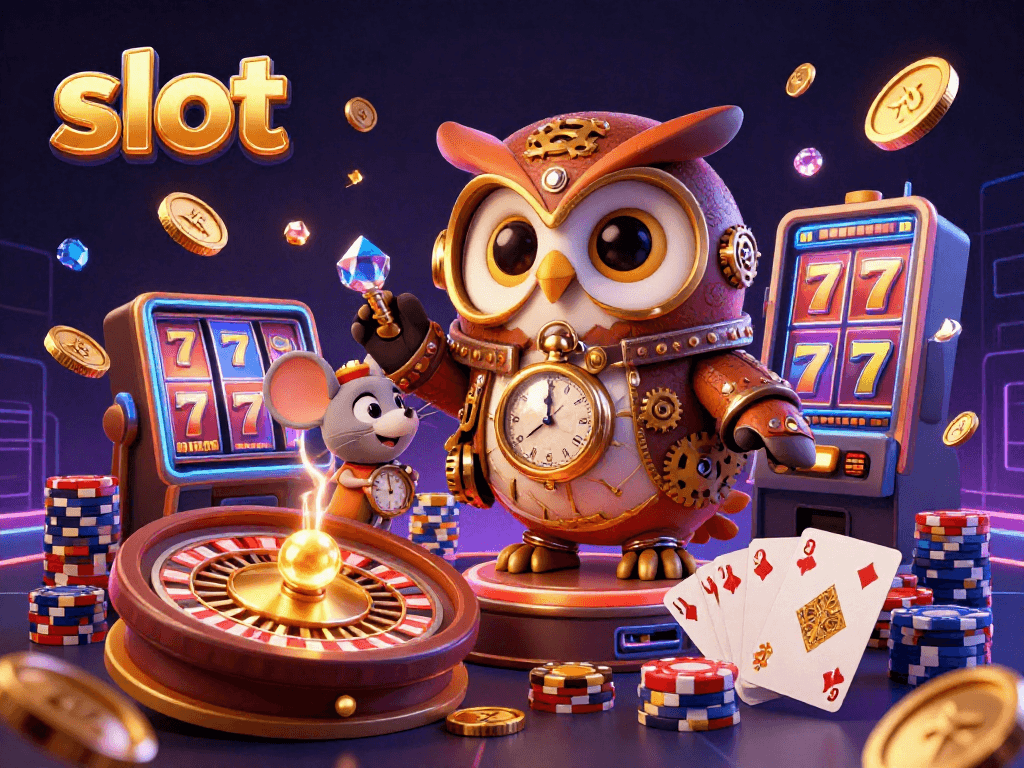 Menang besar di slot dengan perpaduan mesin slot, koin emas, dan jackpot berkilau dalam ilustrasi kasino yang menarik.