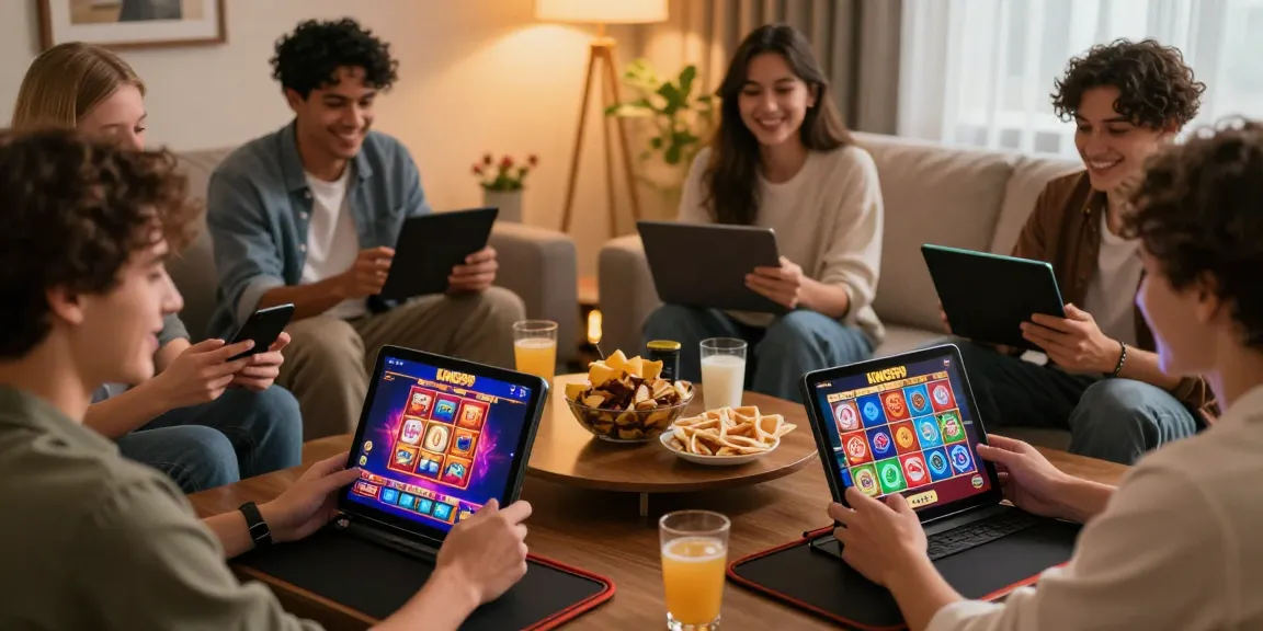 Engaging KING999 players enjoying modern slot games in a cozy room.