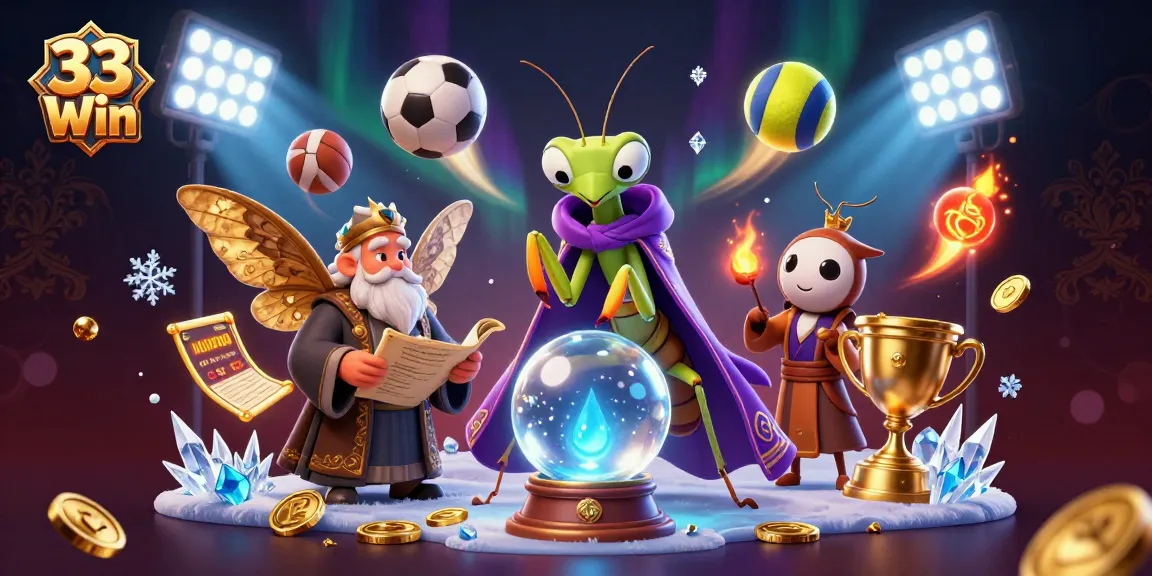 Experience the magic of 33 Win with this vibrant 3D illustration of engaging gambling elements.