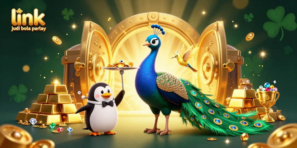 Bet on link judi bola parlay with an opulent scene featuring a majestic peacock and symbols of wealth.