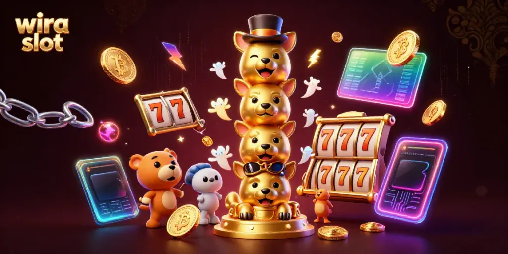 Menangkan permainan wira slot dengan totem keberuntungan dan simbol slot berkilauan.