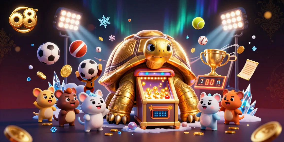 Engage with exciting games at o8, featuring a lively golden turtle pinball machine in a casino atmosphere.
