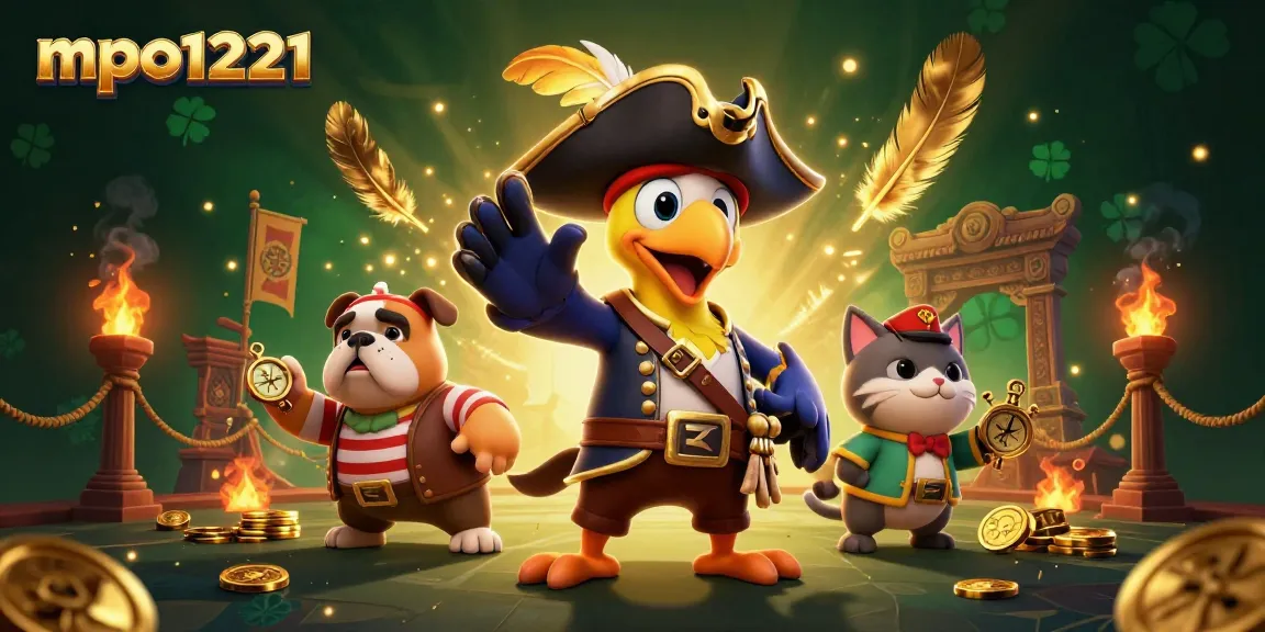 Engage with mpo1221 through a vibrant pirate-themed casino adventure illustration.