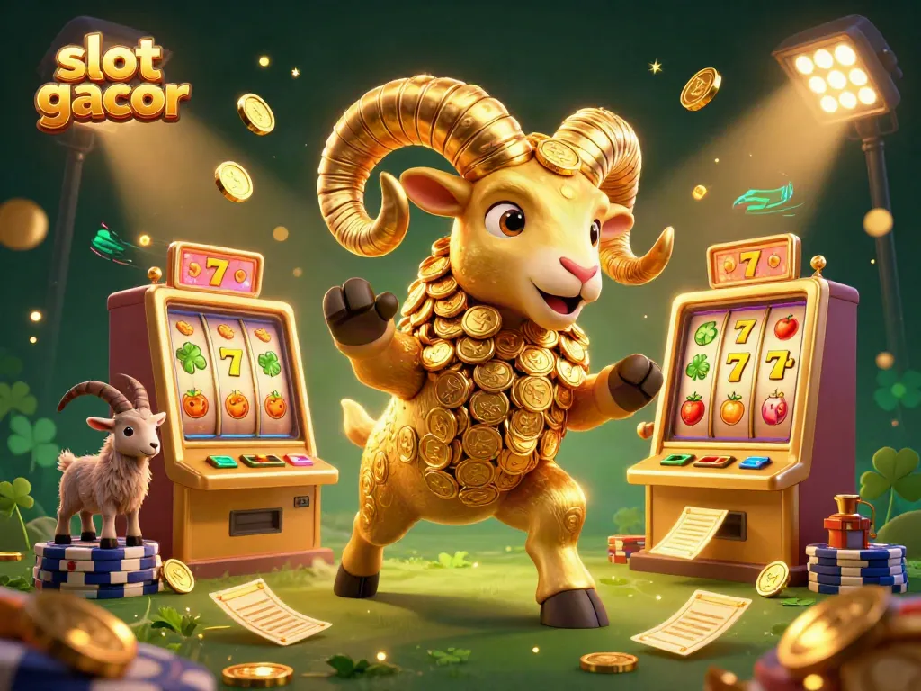 Experience thrilling wins with slot gacor as a golden ram charges through vibrant reels.
