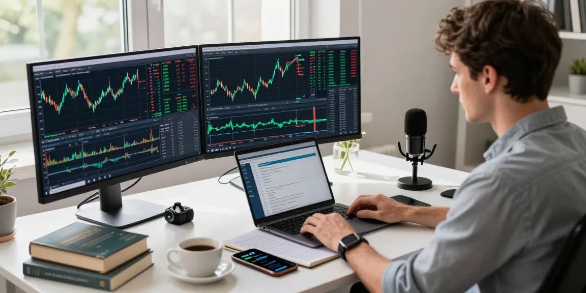 Trader focused on MetaTrader 4 charts and forex data in a modern workspace