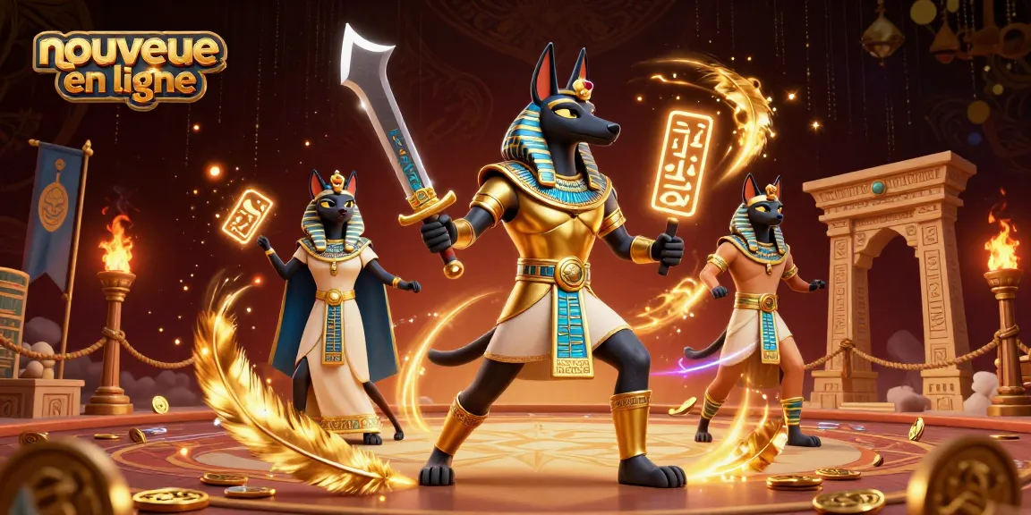 Jouez au nouveau casino en ligne avec des personnages égyptiens et des effets lumineux captivants.