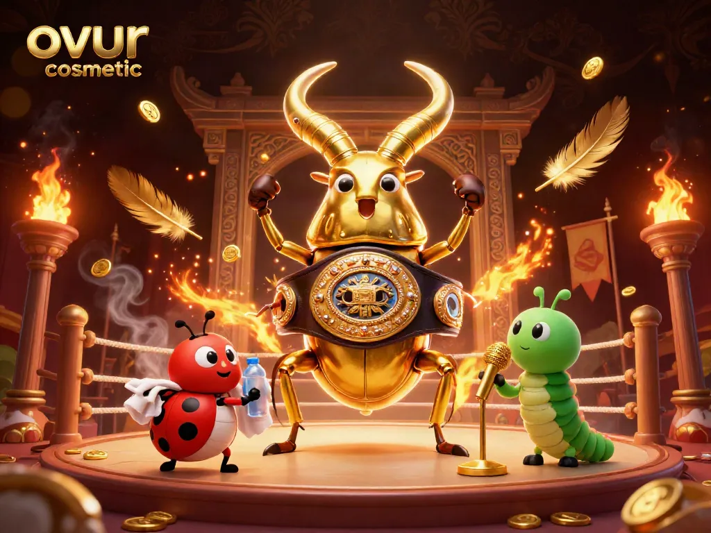 Engage in thrilling gameplay with the ovur cosmetic-themed casino illustration filled with vibrant elements.