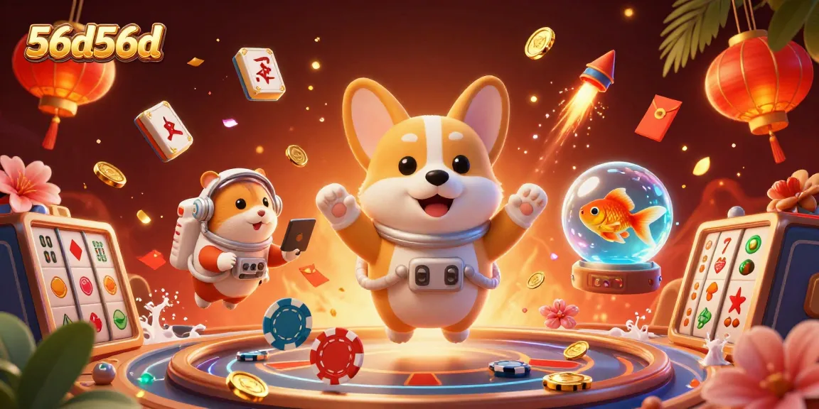 Experience the excitement of 56d56d in a vibrant space casino with playful characters and dynamic visuals.