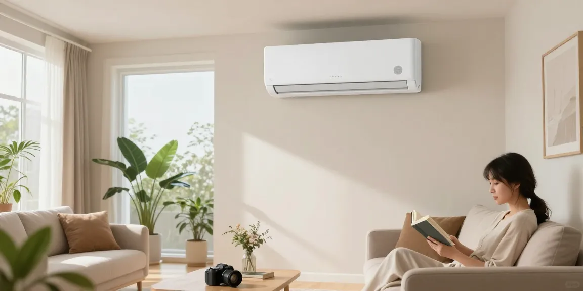 Cozy living room with a mini split air conditioner providing optimal comfort.