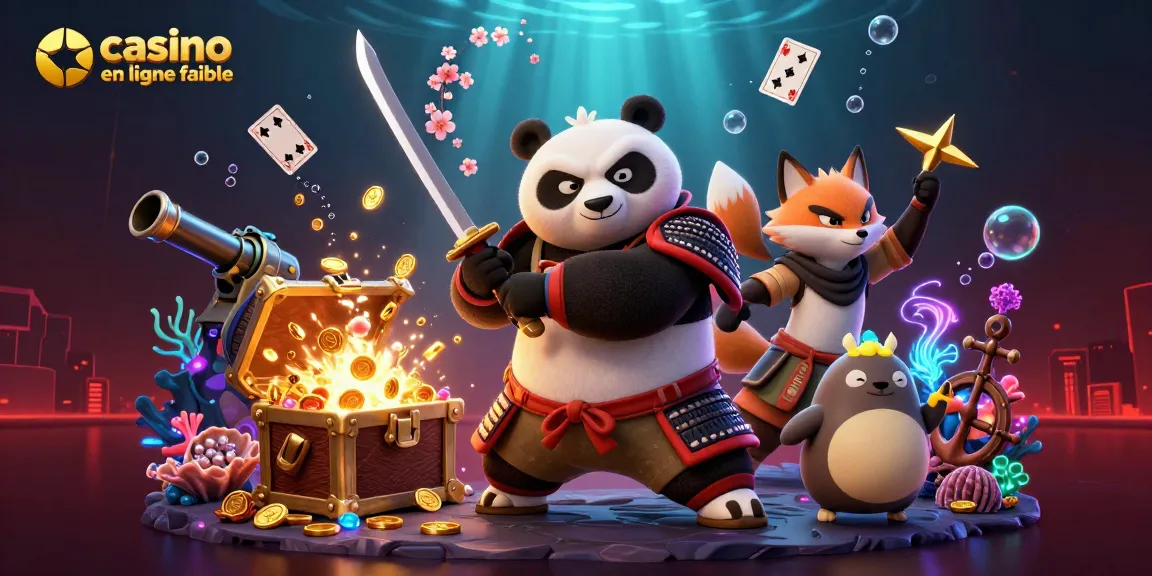 Profitez d'un jeu intense dans un casino en ligne fiable avec des personnages de panda samouraï et renard ninja.