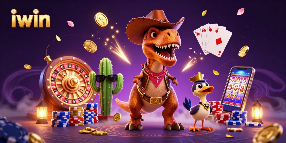 Engage in thrilling casino adventures with iwin as the T-Rex, cactus, and roadrunner spin the roulette.