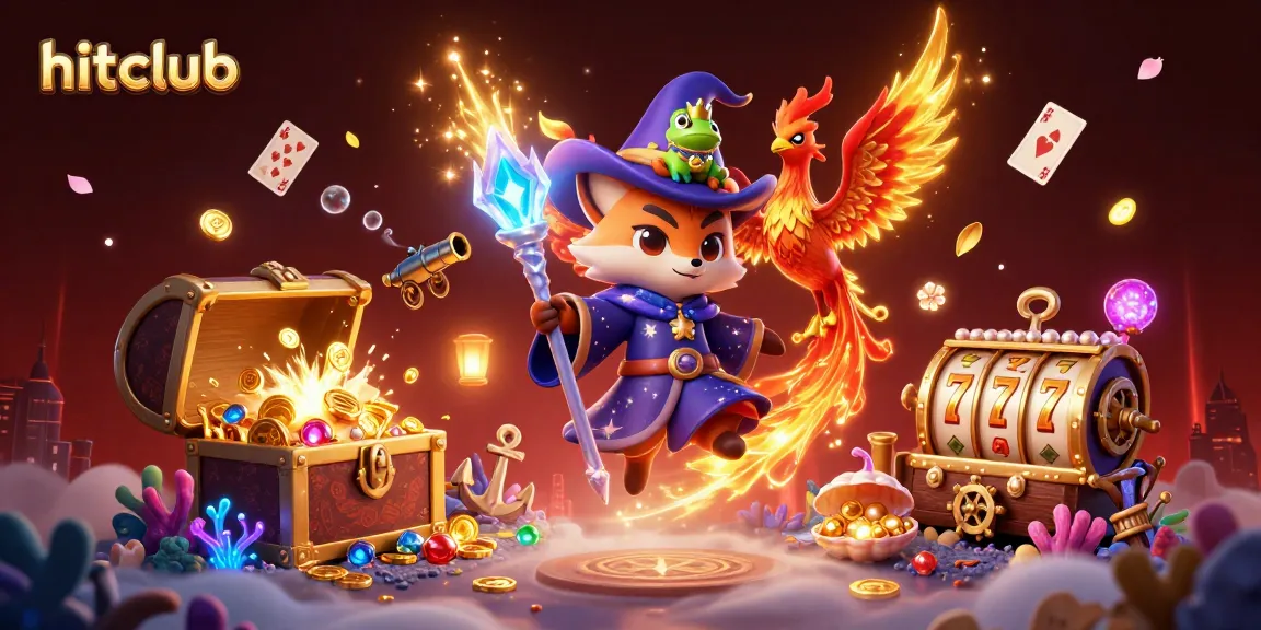 hitclub wizard fox showcases vibrant slots and treasures in a mesmerizing 3D casino scene