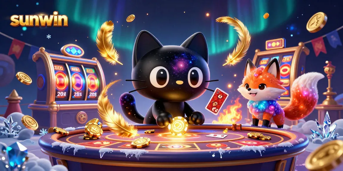Join the cosmic fun at sunwin, where the black hole cat attracts golden chips in a thrilling casino scene.