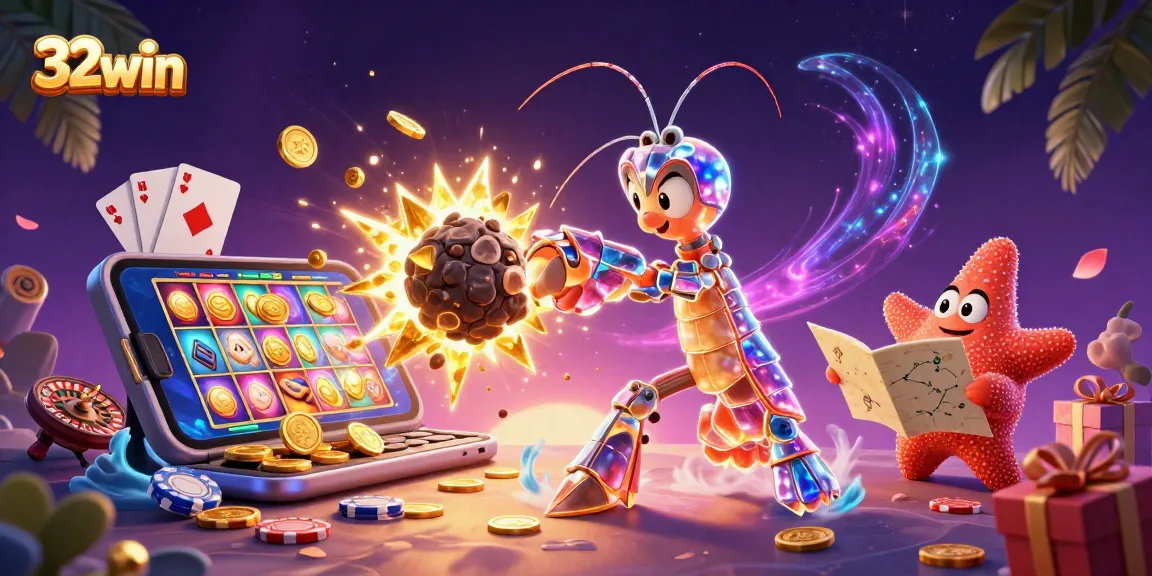 Experience thrilling 32win gameplay with our vibrant casino scene featuring explosive wins and colorful game elements.