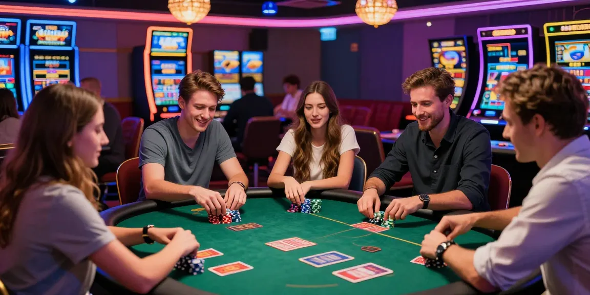 Diverse friends enjoying games at non GamStop casinos with vibrant atmosphere and engaging interactions.