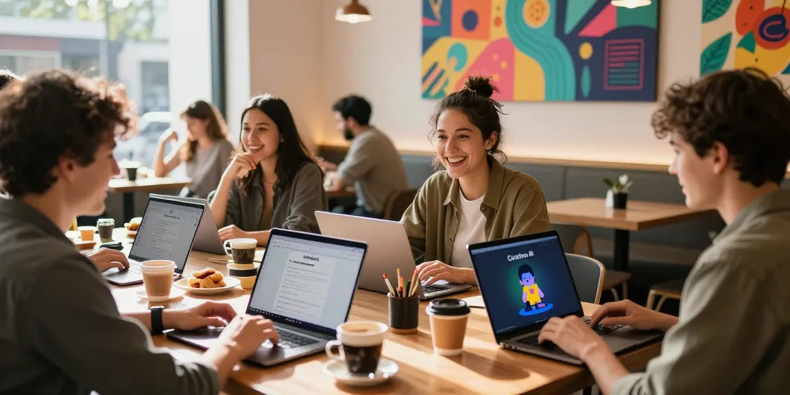 Engaging users in lively conversations about nsfw ai features in a vibrant digital cafe.