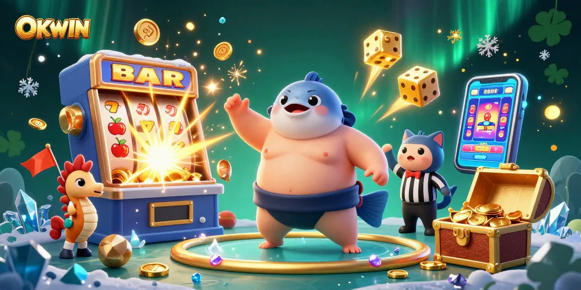 Experience thrilling gameplay with OKWIN's vibrant 3D underwater scene filled with casino excitement.